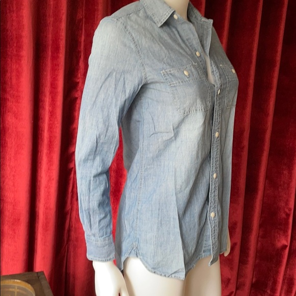 Madewell Denim Look Long Sleeve Button Up Sz XXS - Picture 3 of 6